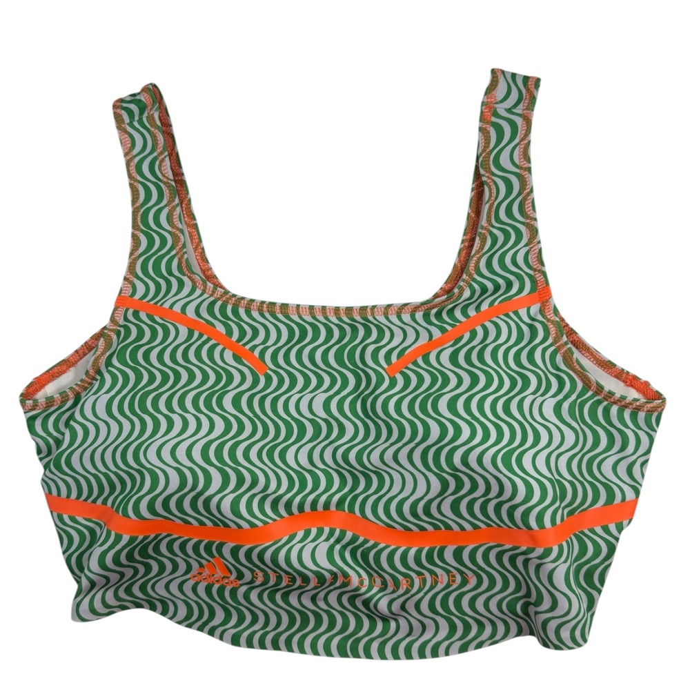 adidas x Stella McCartney TruePurpose Crop Top 1X Plus AEROREADY Green Wave - Picture 2 of 10